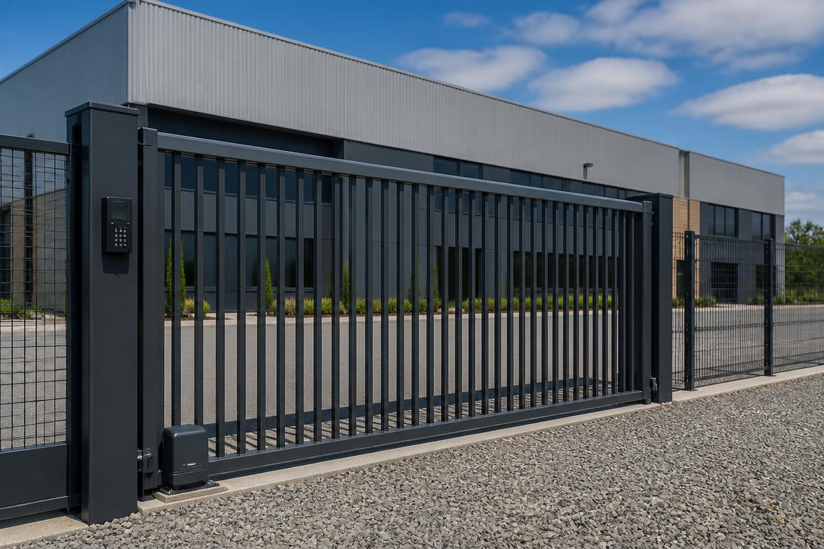 Automated sliding gate for a commercial entrance