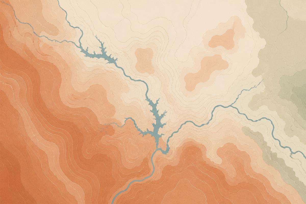 Stylized topographic map of Northwest Arkansas